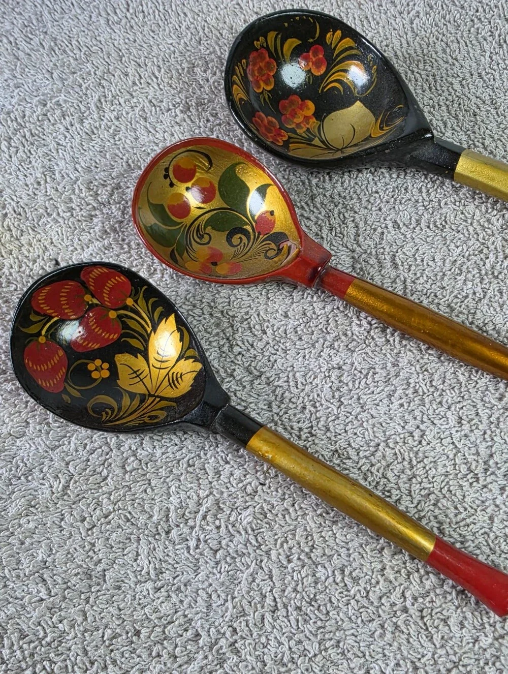 Russian Folk Art Spoons Khokhloma-style